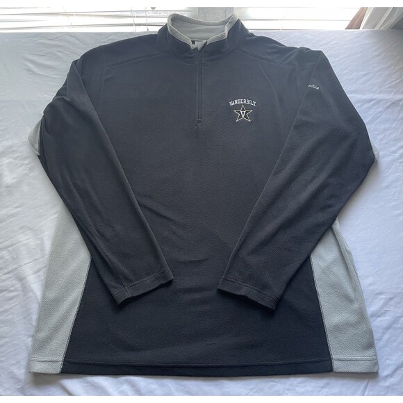 Vanderbilt Commodores Columbia Sweater Mens XL Fleece Quarter Zip Black Grey - Picture 1 of 8